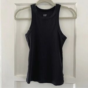 Gap women’s high neck ribbed black halter cotton tank stretch XS